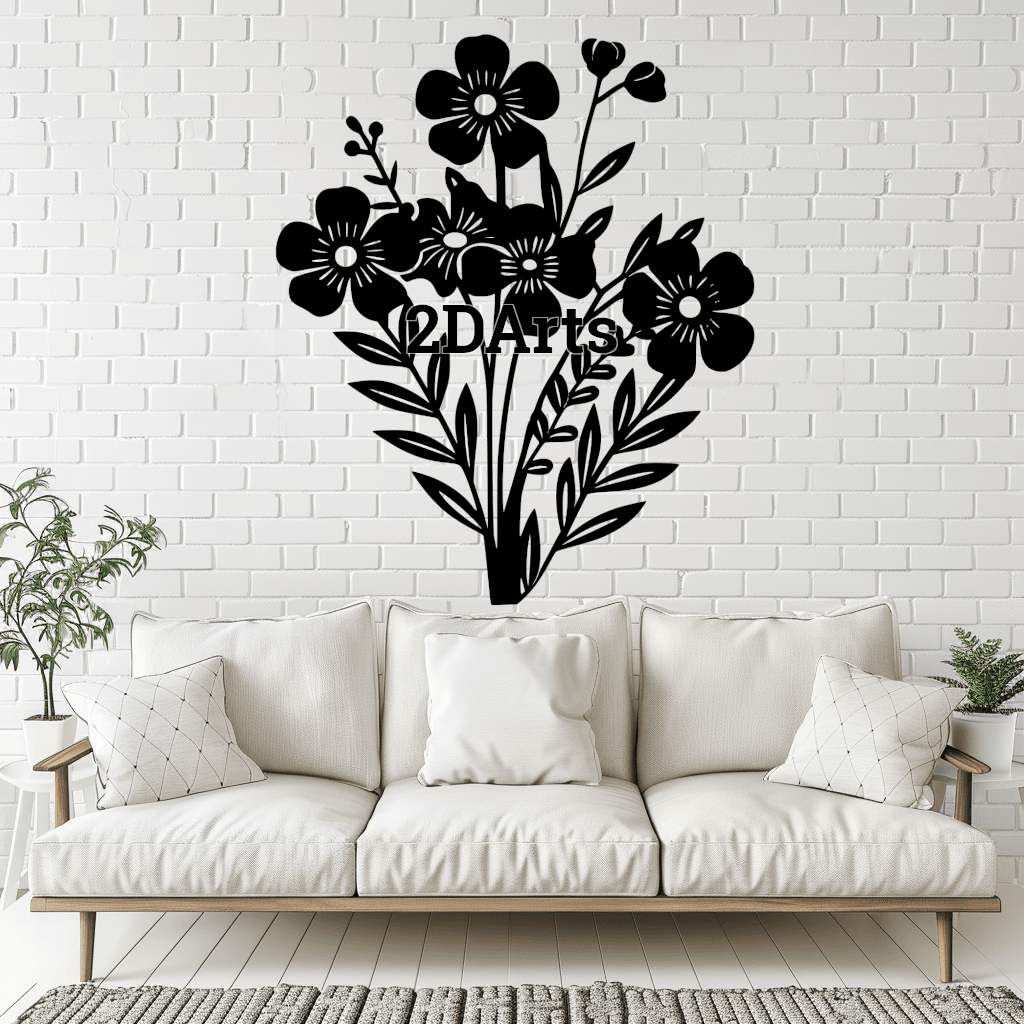 Flowers 2D Wall Art/Window Art - Digital STL & SVG File for 3D Printing or Laser Cutting 3d model