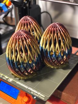 Spiral (Easter) Egg Box - Easy Print, No Supports - Three eggs printed for Easter surprise in Rainbow Silk filament on MK3S, 0.4mm nozzle, 0.15mm layers, 3perimeters and a small brim...61hours later...

Thanks for a great model.