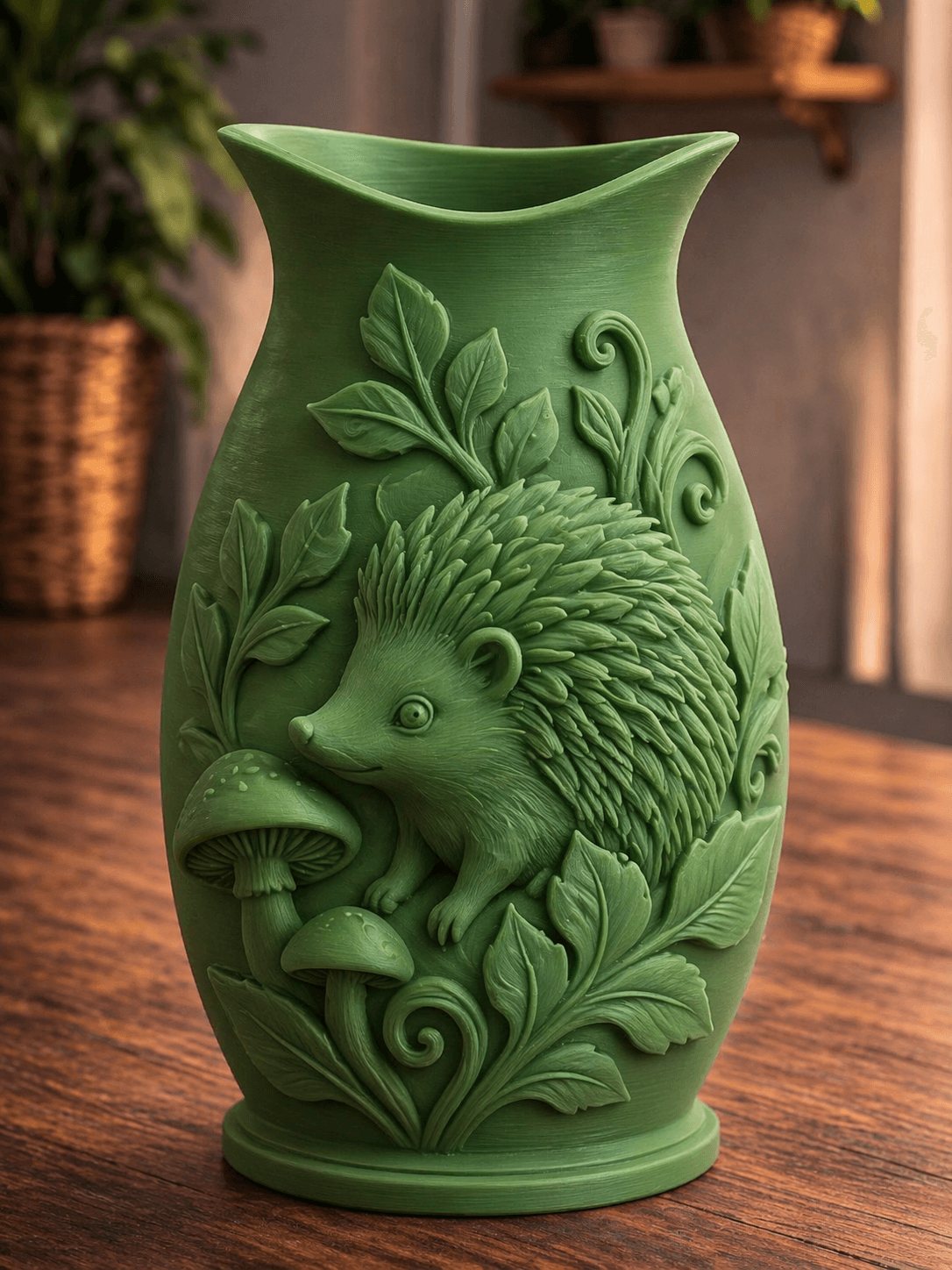 Green Hedgehog Mushroom Garden Vase 3d model