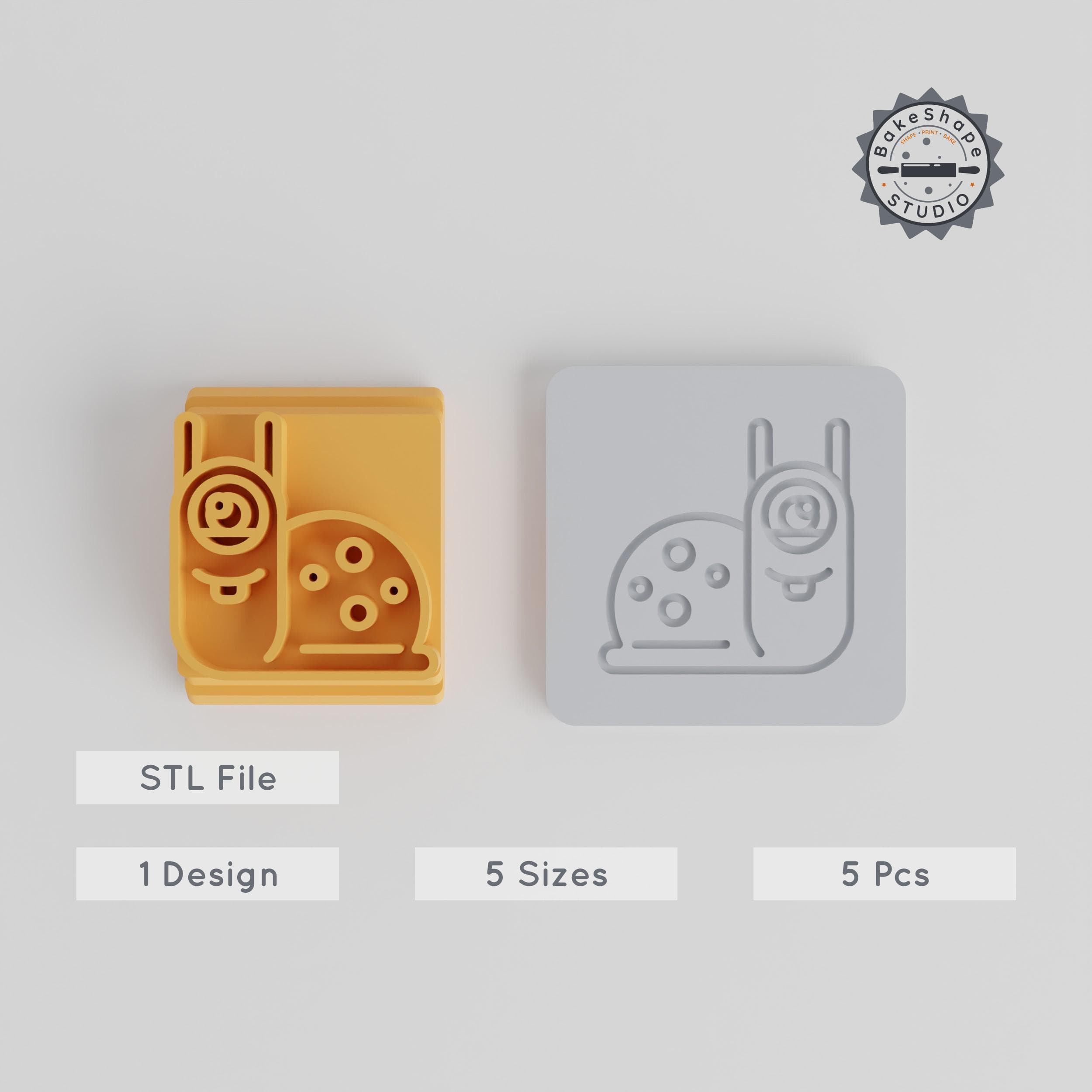 Snail Monster Stamp Tile Bundle, 5 Sizes (20-40mm), Perfect for Clay, Cookies & Fondant, Whimsical Fantasy Creature Design PRODUCT_3168 3d model