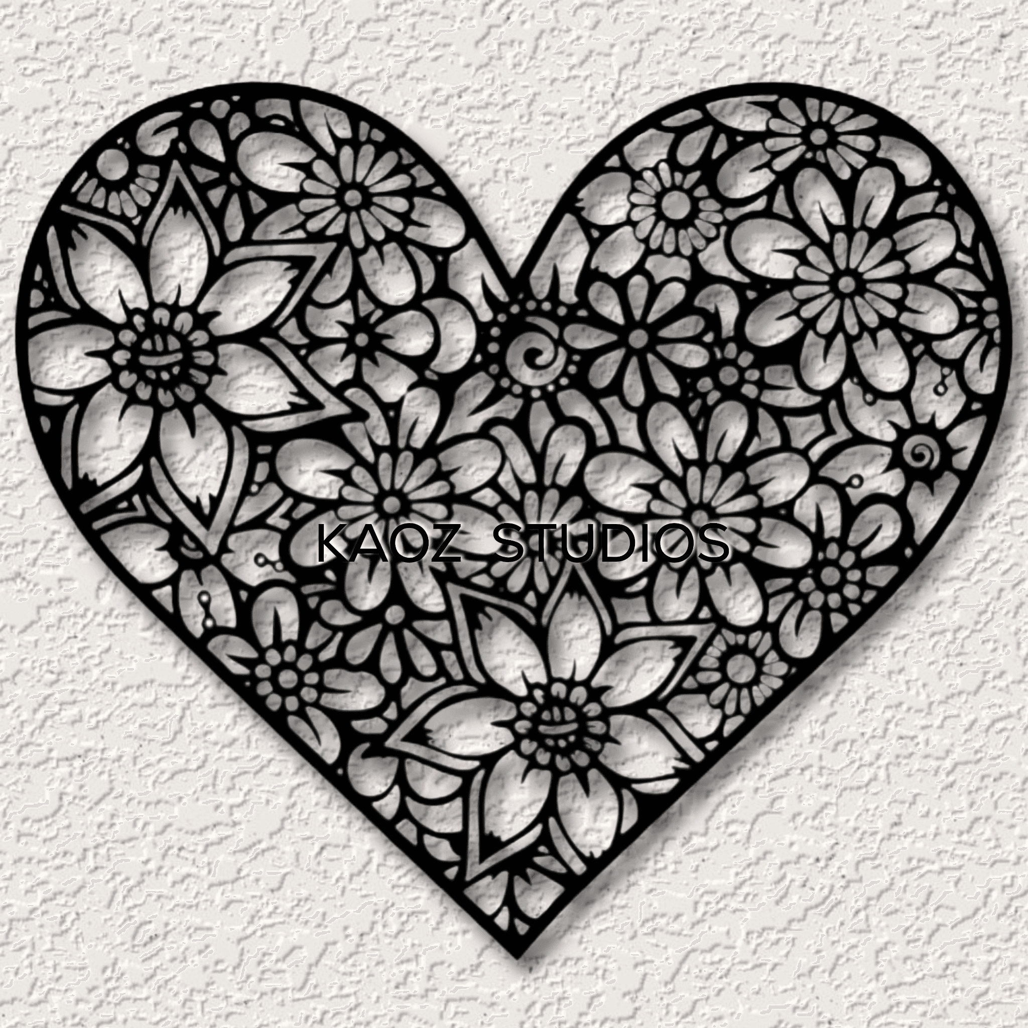 Lace heart wall art floral wall decor valentines day decoration with flowers 3d model