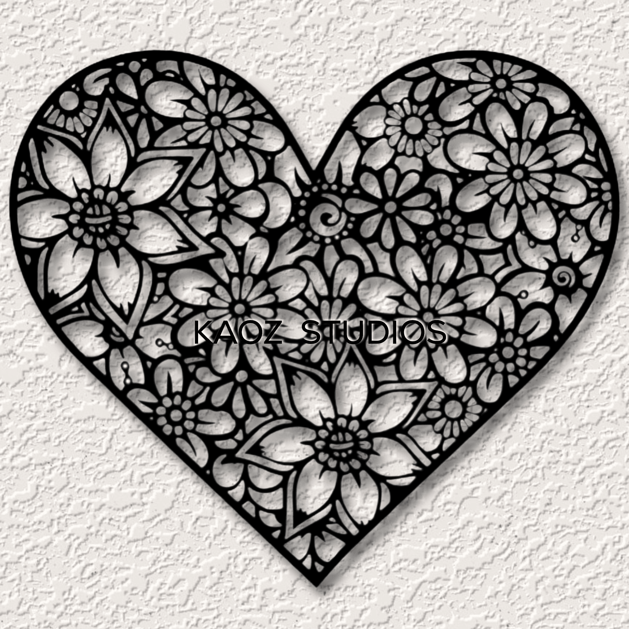 Lace heart wall art floral wall decor valentines day decoration with flowers 3d model