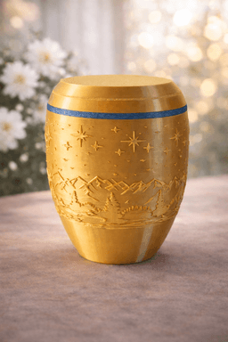 Harmonia Eternal Sky Edition – Designer Urn with Mountain, Stars & Bird Motif 3d model