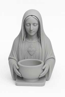 Virgin Mary Candle Holder STL | Sacred Heart Bust Statue 3d model