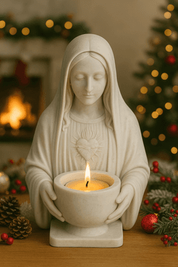 Virgin Mary Candle Holder STL | Sacred Heart Bust Statue 3d model
