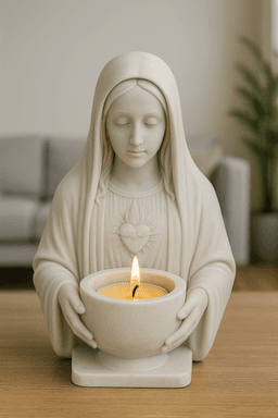 Virgin Mary Candle Holder STL | Sacred Heart Bust Statue 3d model