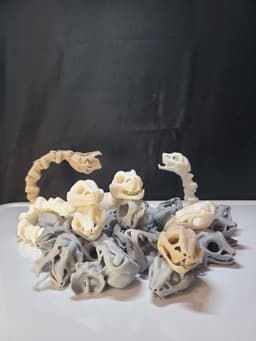 Round-Eyed Bone Snake (Medium Tightness) - Articulated Snap-Flex Fidget 3d model