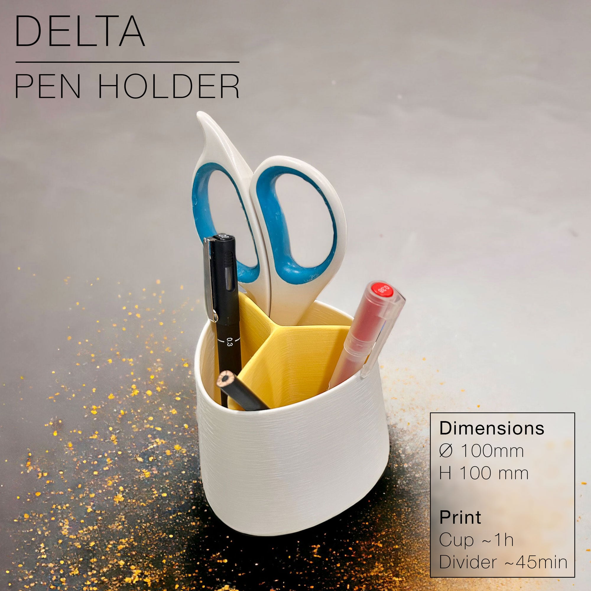 DELTA | Pen Holder with divider 3d model