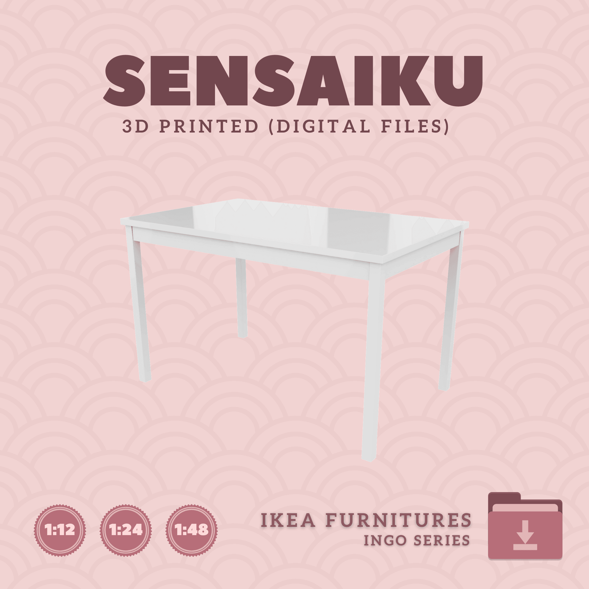 Miniature Replica 17. INGO Table 47 In for Miniature Dollhouse - IKEA - 3D Print Instant Download 3d model