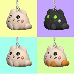 Cute Black Cat Keychain 3d model