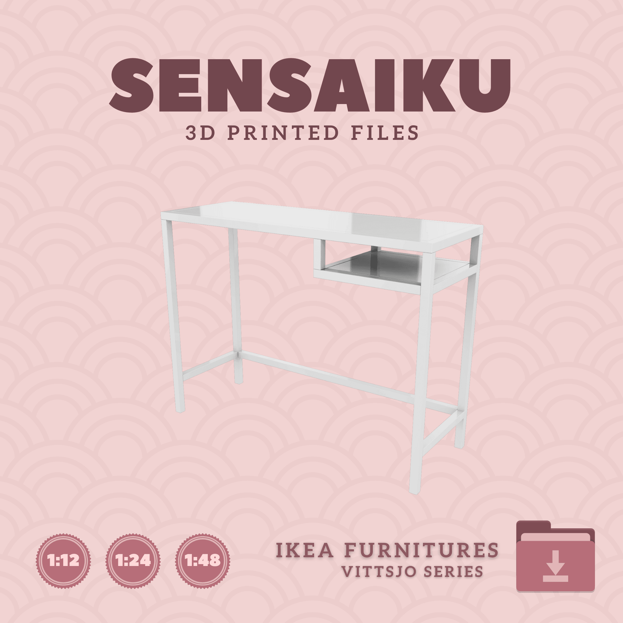 Miniature Replica 05. VITTSJO Laptop Table for Miniature Dollhouse - IKEA - 3D Print Instant Downloa 3d model