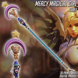 Mercy Magical Girl Cosplay Caduceus Staff Overwatch 2 3d model