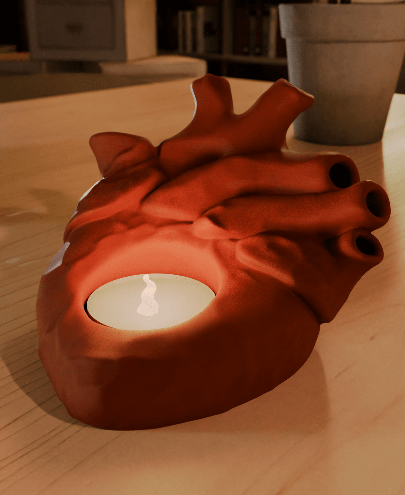 Organic Heart Teal Light Holder 3d model
