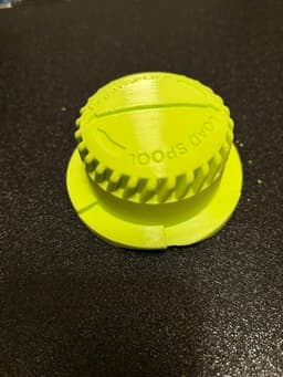 My Ryobi trimmer has a different head so I couldn't print the spool but the bump knob works. The arrows didn't line up with the holes for the purpose of adding string, but I made it work. I didn't realize how worn out my original bumper was until I printed this. It barely had any teeth left for the winder.
Overture Grass Green PETG..very close to Ryobi green. If PETG doesn't hold up I'll try again with ABS or ASA. Maybe this is a good excuse to try some PETG-CF.
Printed on an Anycubic Kobra X.
Thanks for the design. 3d model