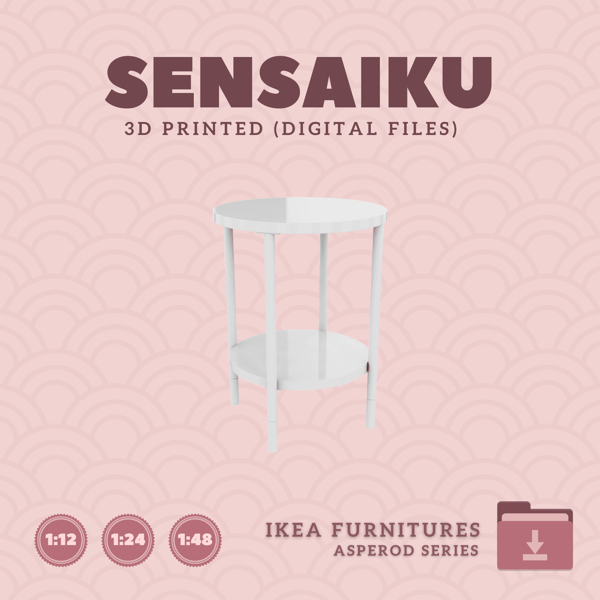 Miniature Replica 01. ASPEROD Side Table for Miniature Dollhouse - IKEA - 3D Print Instant Download 3d model
