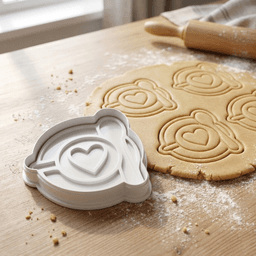 Plate With Heart Symbol And Spoon Cookie Cutter And Stamp 3d model