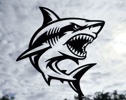Aggressive Shark 2D Wall Art.stl 3d model