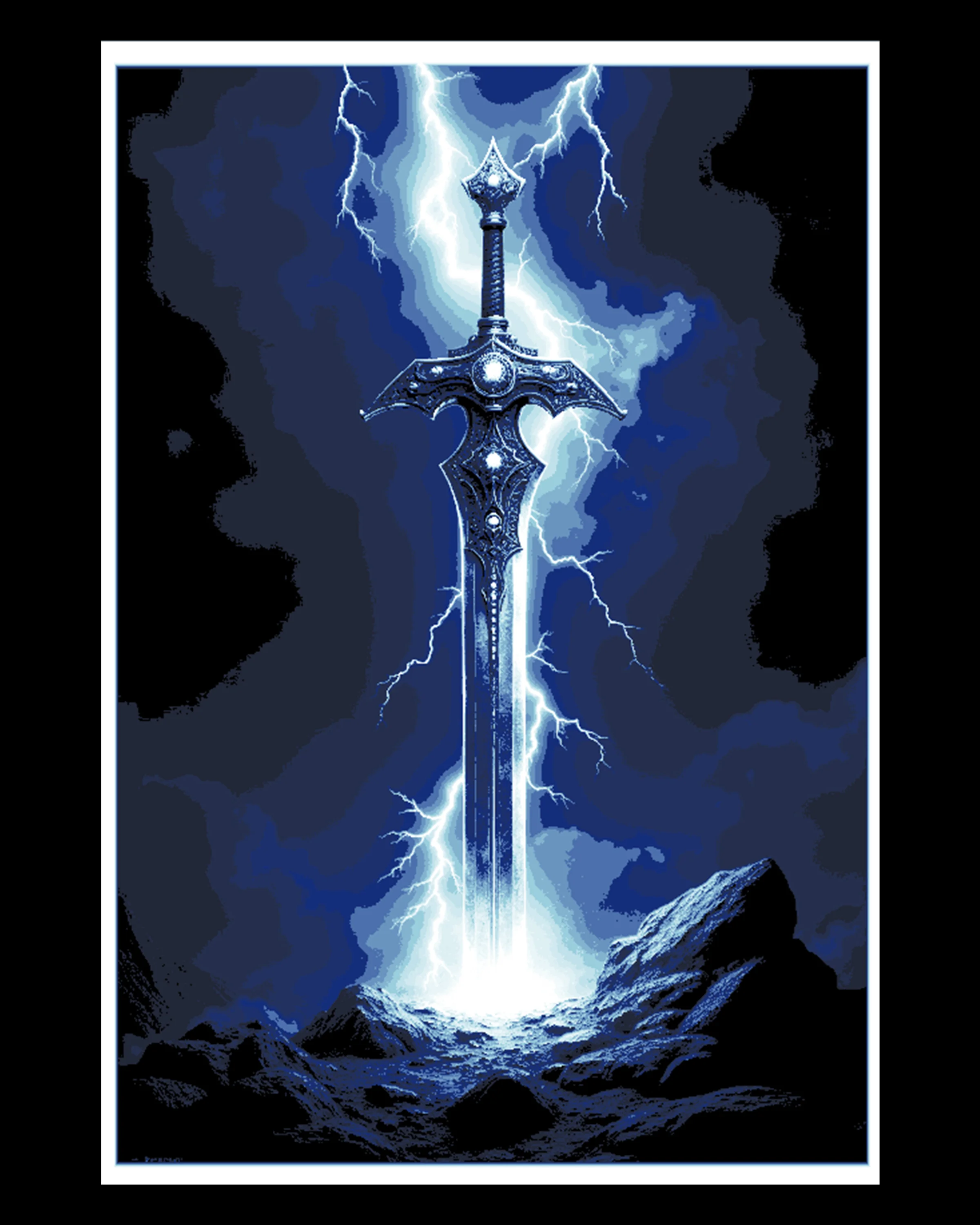 The glorious and deadly Excalibur Sword in the Stone - Hueforge Art 3d model