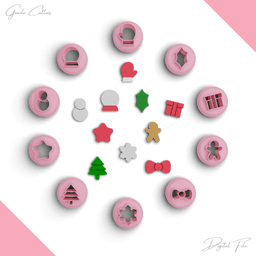 Christmas Studs Polymer Clay Cutter Package, Mini Christmas Set, 10 Models, 2 Sizes Included, No:961 3d model