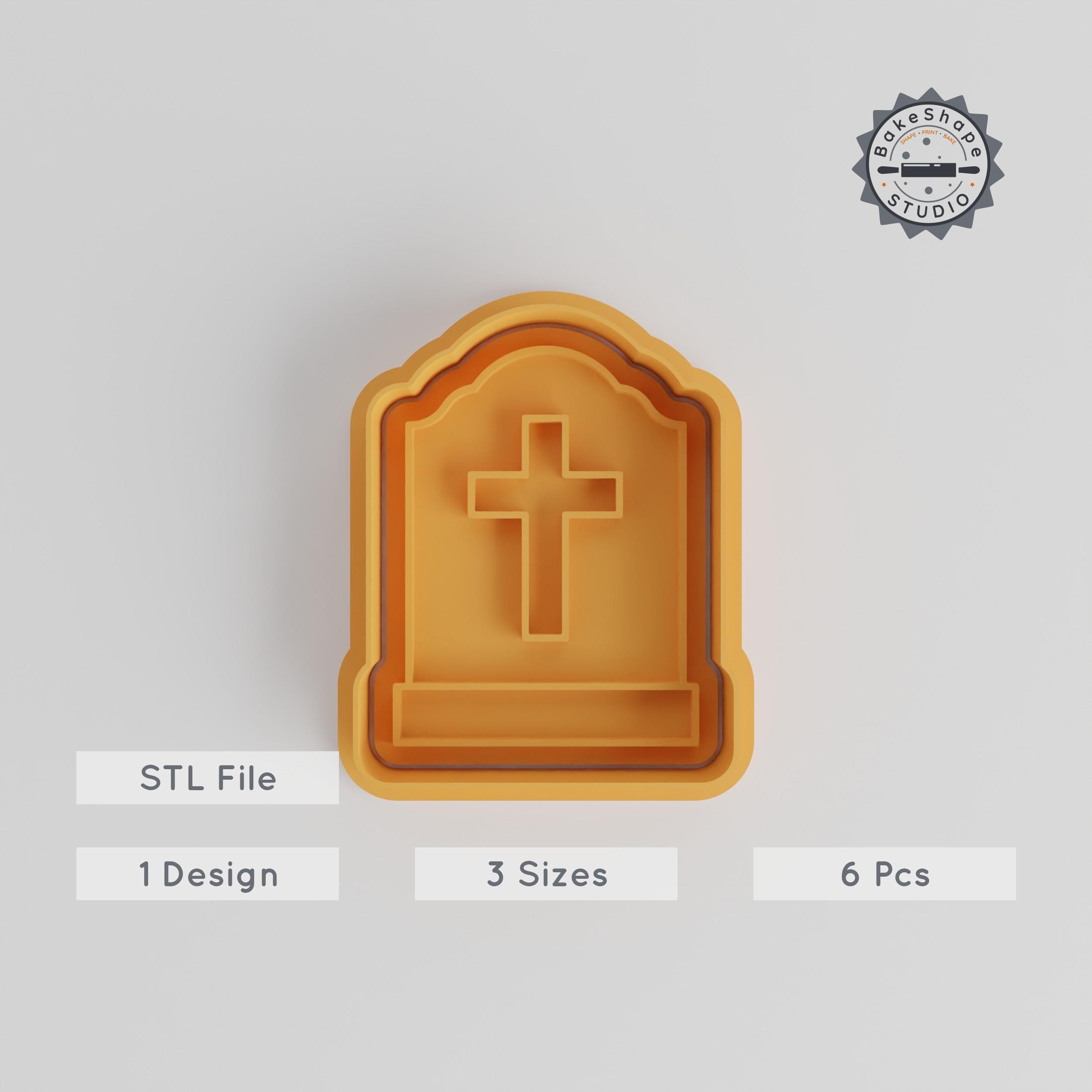 Tombstone Cookie Cutter & Stamp, Halloween Gravestone Shape, Perfect for Fondant, Set of 6, Spooky Cemetery Marker Decoration PRODUCT_4357 3d model