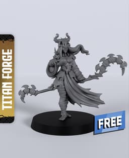 Human Female Warlock Caster - With Free Dragon - 5e DnD Inspired for RPG and Wargamers 3d model