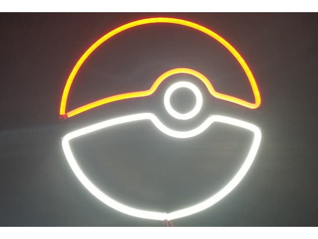 Minimalist Pokemon Pokeball Neon Sign 3d model