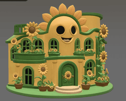 Happy Sunflower House STL File for 3D Print 3d model