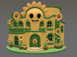 Happy Sunflower House STL File for 3D Print 3d model