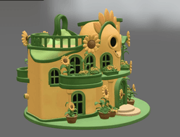 Happy Sunflower House STL File for 3D Print 3d model
