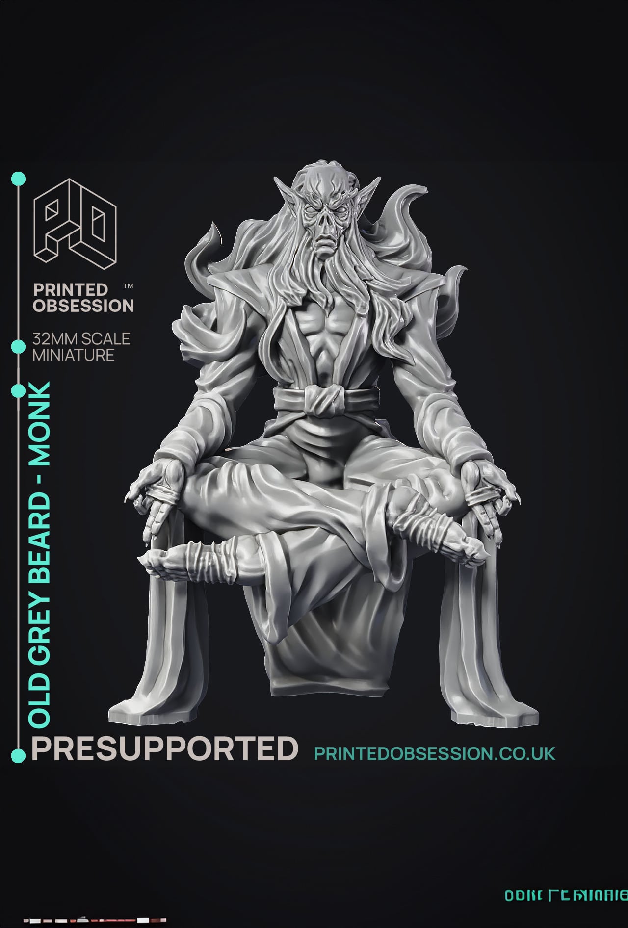 Old Grey Beard - Gyth - PRE SUPPORTED - D&D 32mm 3d model