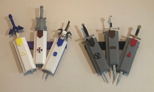 Desktop Swords Wall Mount 3d model