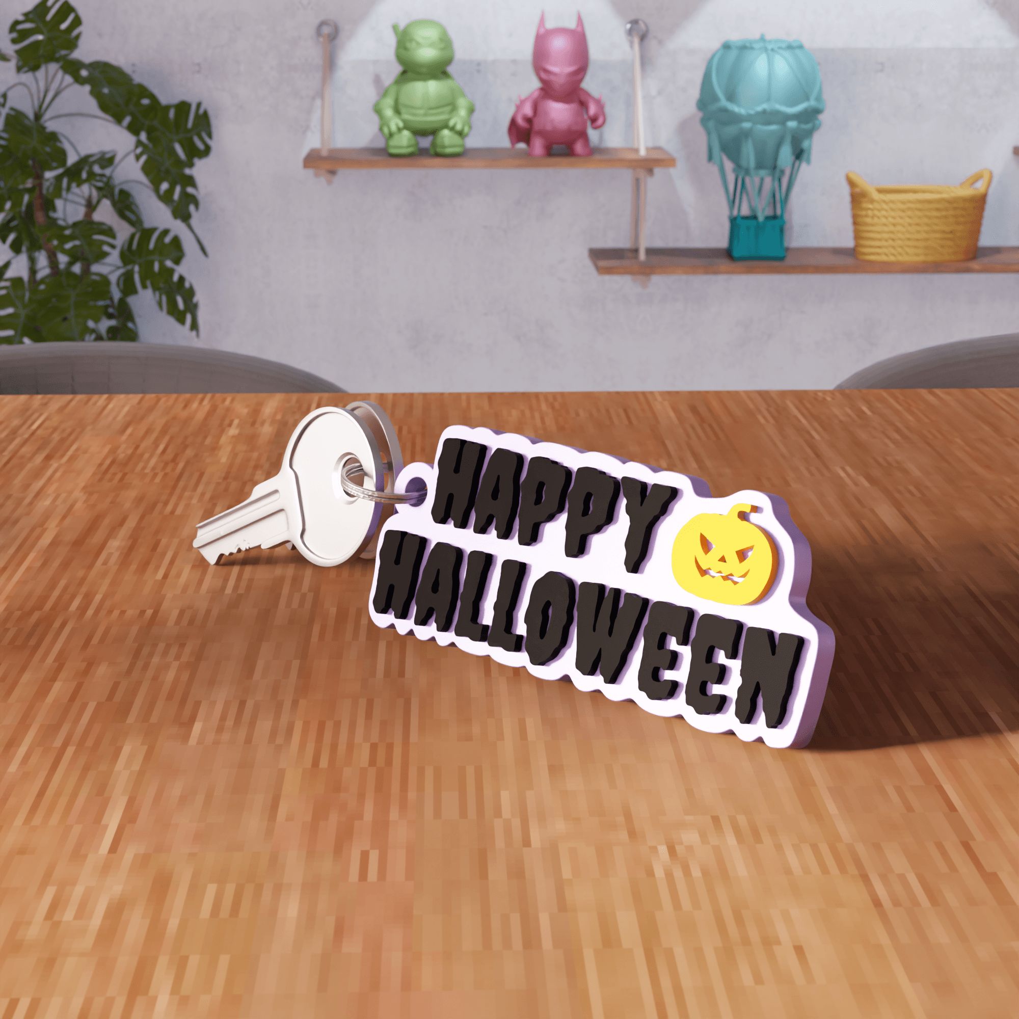 Happy Halloween Spooky Keychain 3d model