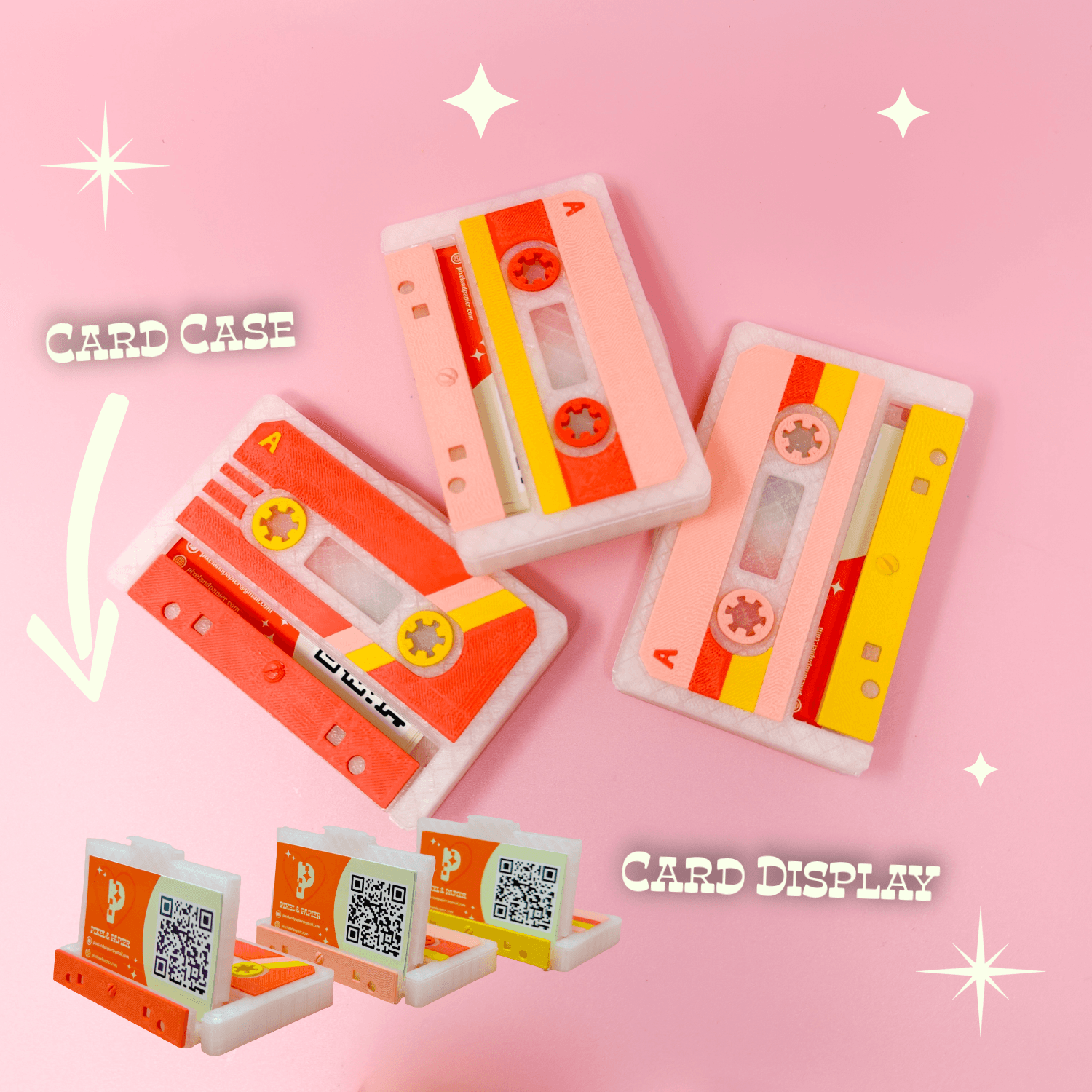 Retro Cassette Tape Business Card Holder - Kitschy Vaporwave 80s 90s Accessory Cute Nostalgic Stand 3d model