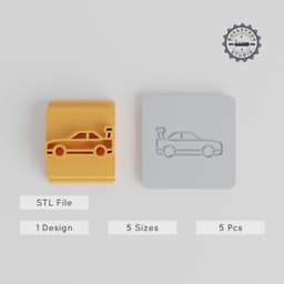 Racing Car Stamp Tile Collection, 5 Motif Sizes for Clay, Cookies & Fondant PRODUCT_3370 3d model