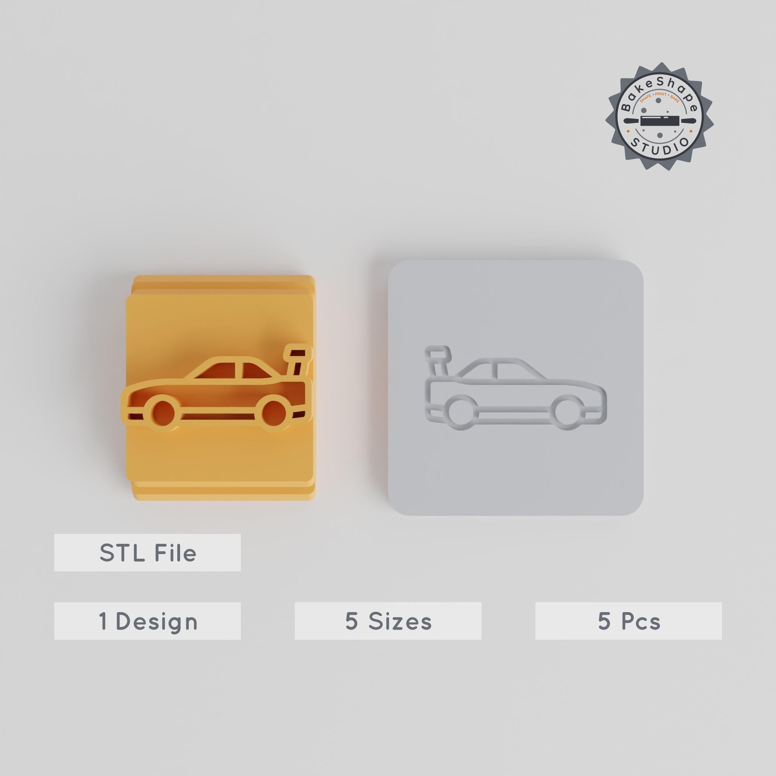 Racing Car Stamp Tile Collection, 5 Motif Sizes for Clay, Cookies & Fondant PRODUCT_3370 3d model