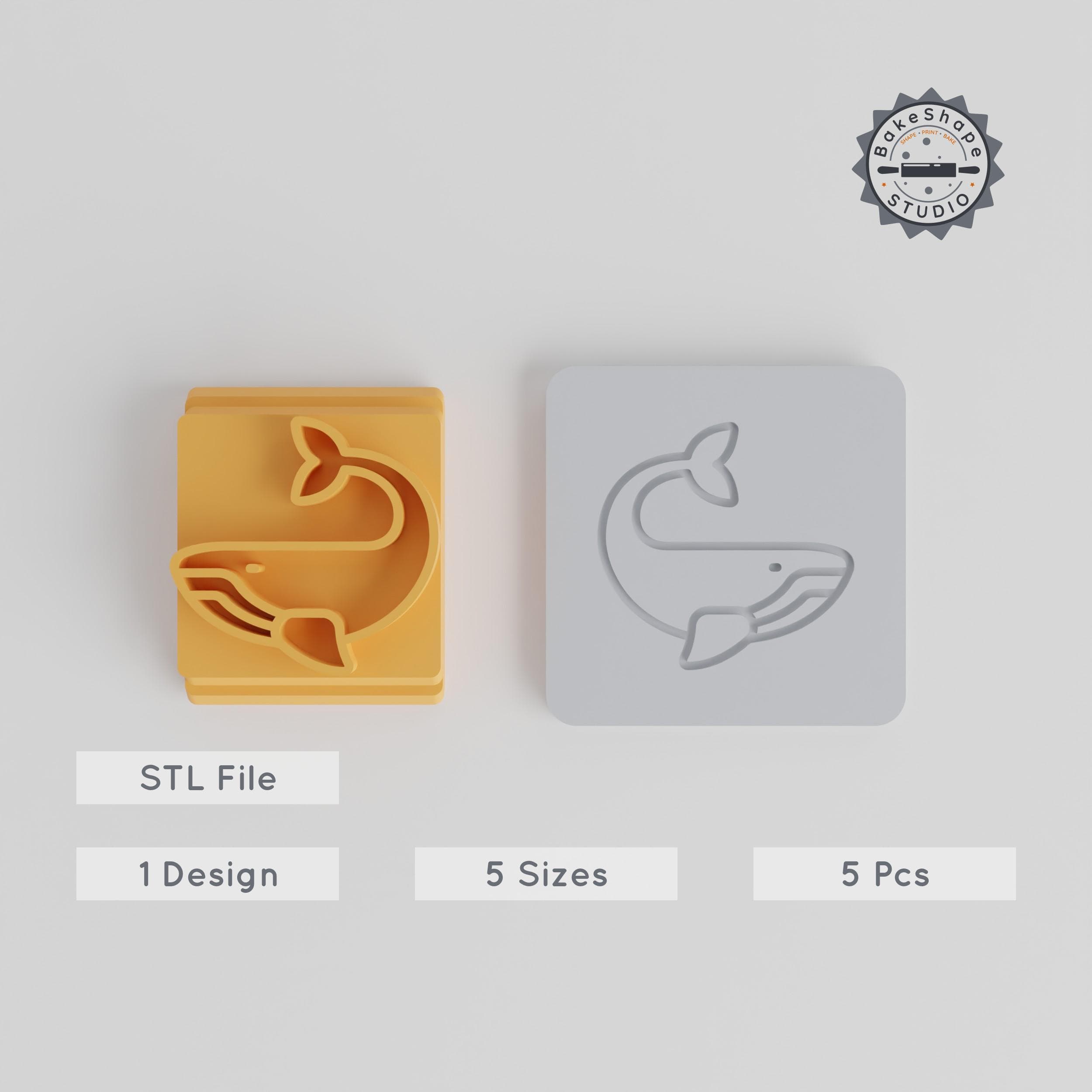 Whale Stamp Tile Collection, 5 Sizes, Perfect for Clay, Cookies & Fondant, Oceanic Sea Animal Design PRODUCT_1449 3d model