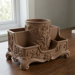 Baroque Desk Organizer & Pencil Holder 3d model