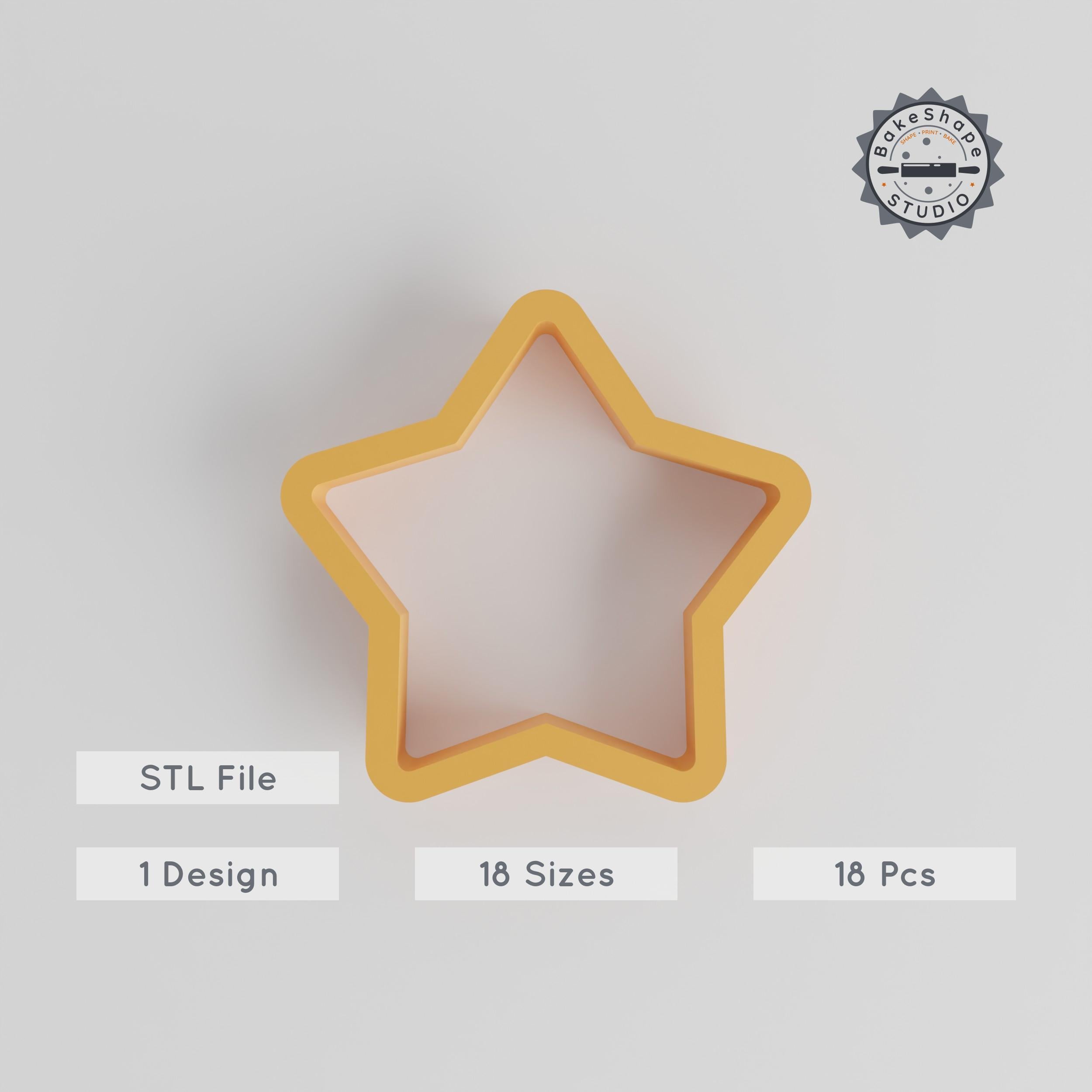 Five Point Star Cutter Set, 18 Sizes, Perfect for Cookies & Clay Modeling, Geometric Shape Tool PRODUCT_1166 3d model
