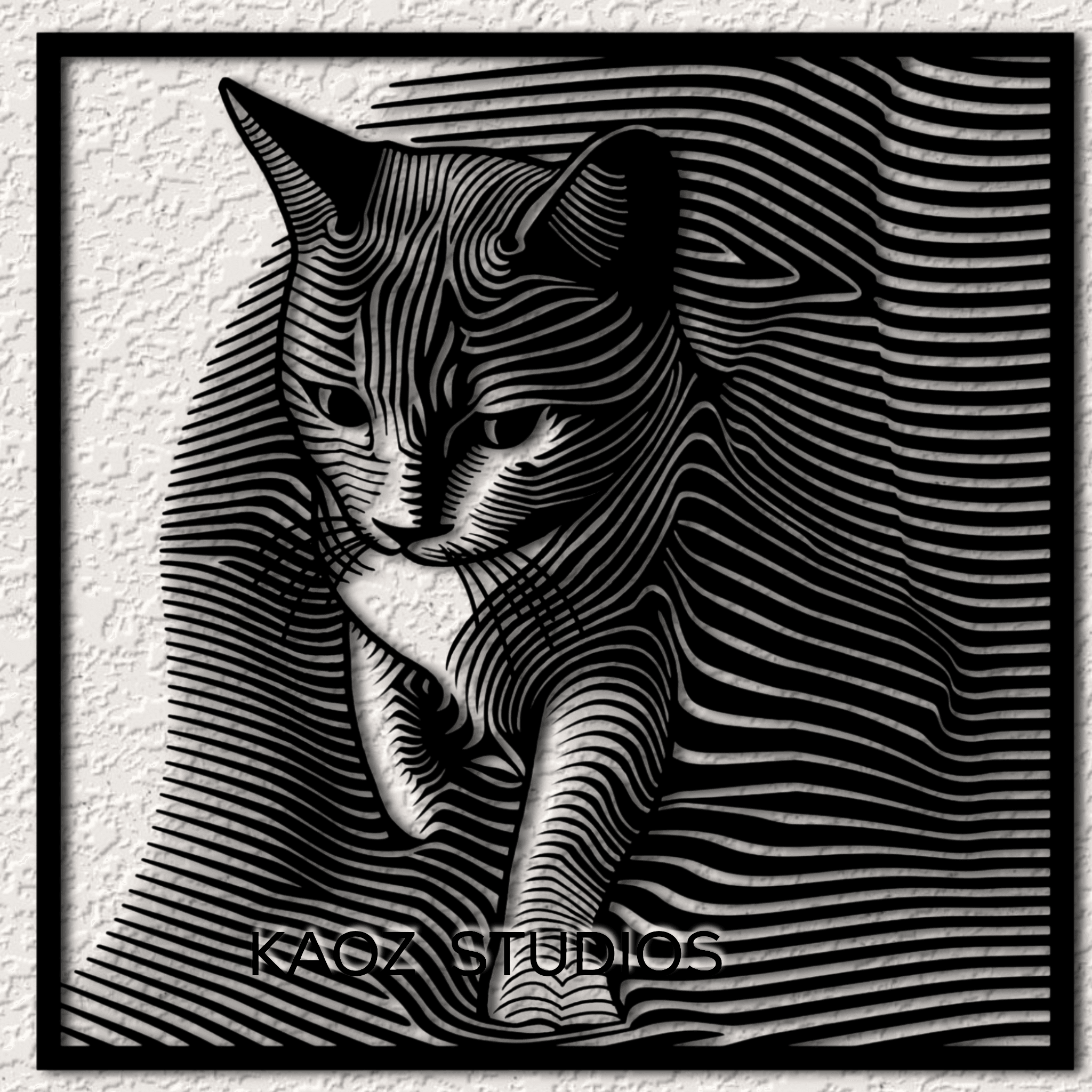 Curious Kitten wall art 3d optical illusion wall decor Cat Wall Art Decoration 3d model