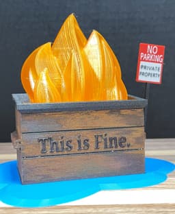 Floating Dumpster Fire Meme - My favorite meme!! Dumpster printed in ProtoPasta Iron & rusted! - 3d model