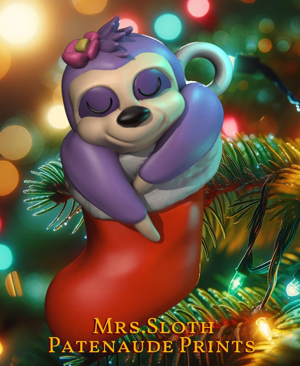 Mrs Sloth Chritsmas Tree Ornament 3d model