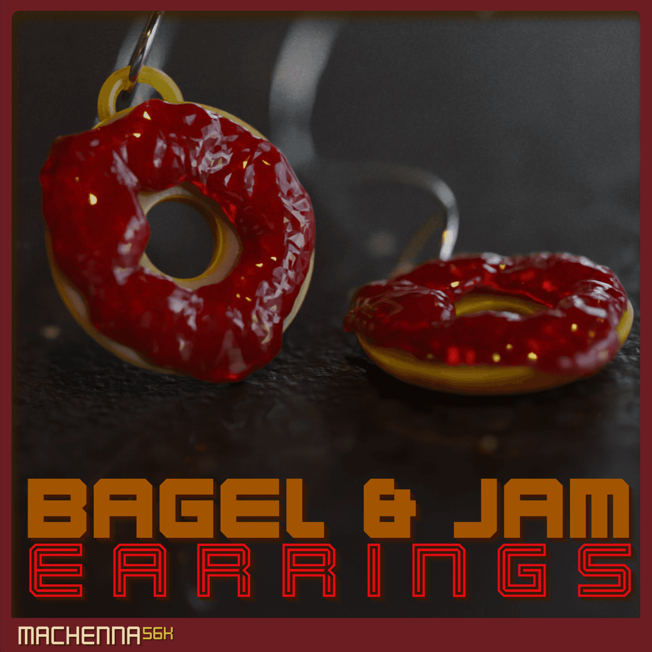 Bagel & Jam Earrings 3d model