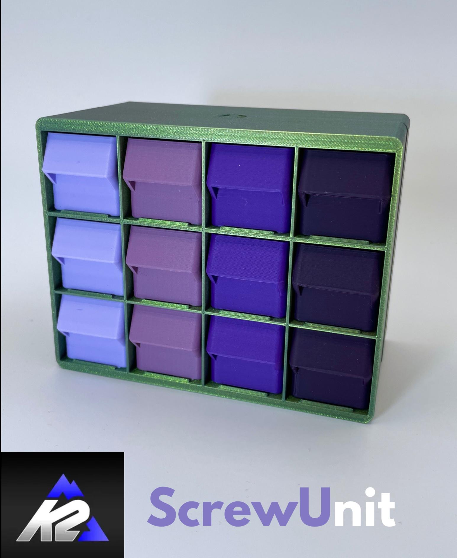 ScrewU-nit 3 NEW Sizes - Polymaker Polyterra Pastel Periwinkle, Muted Purple, Electric Indigo and Dark Purple PLA Pro with Starlight Aurora - 3d model
