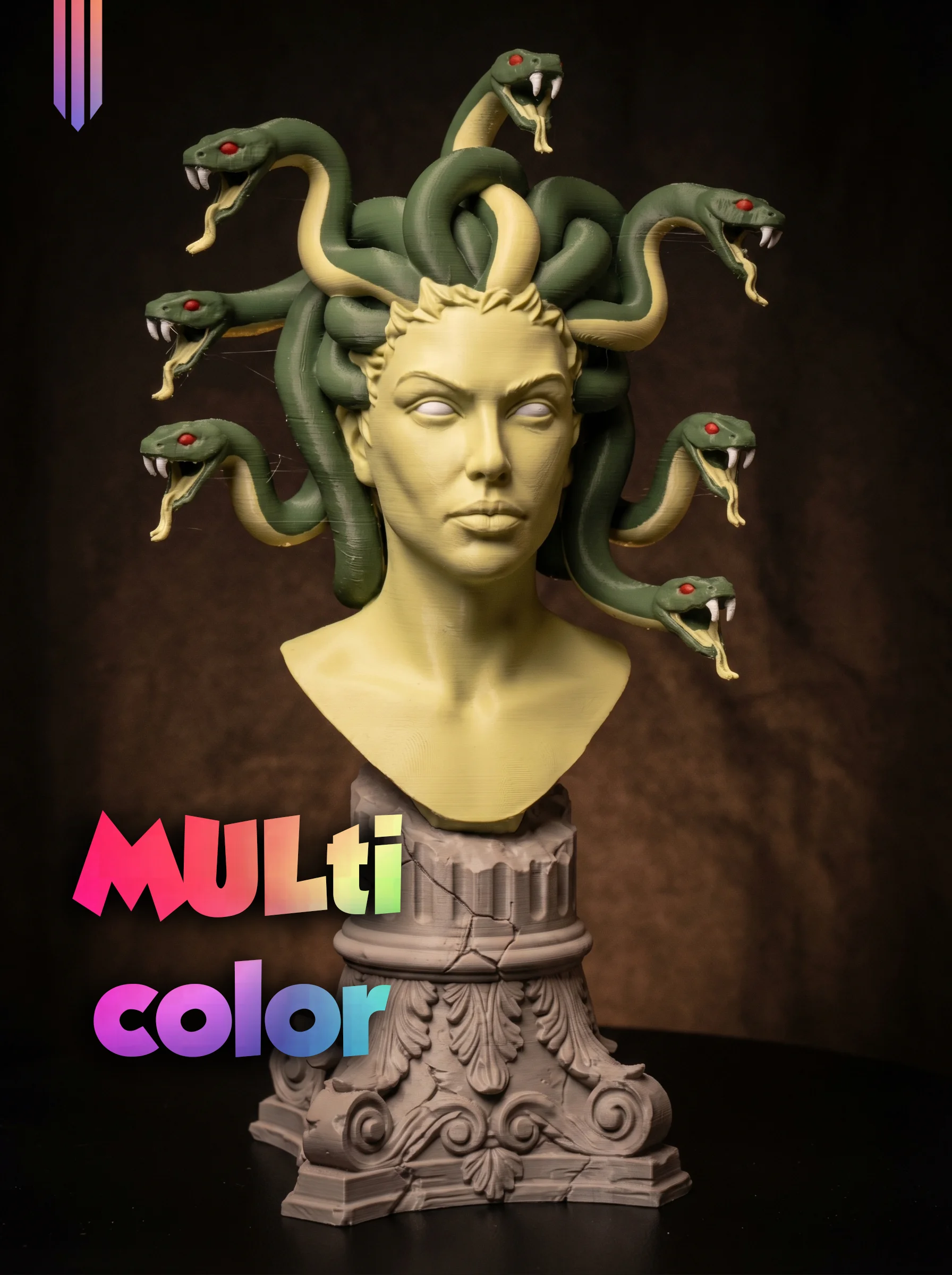 Medusa Bust 3MF | Mythology Multi-Color | Snake Hair 3d model