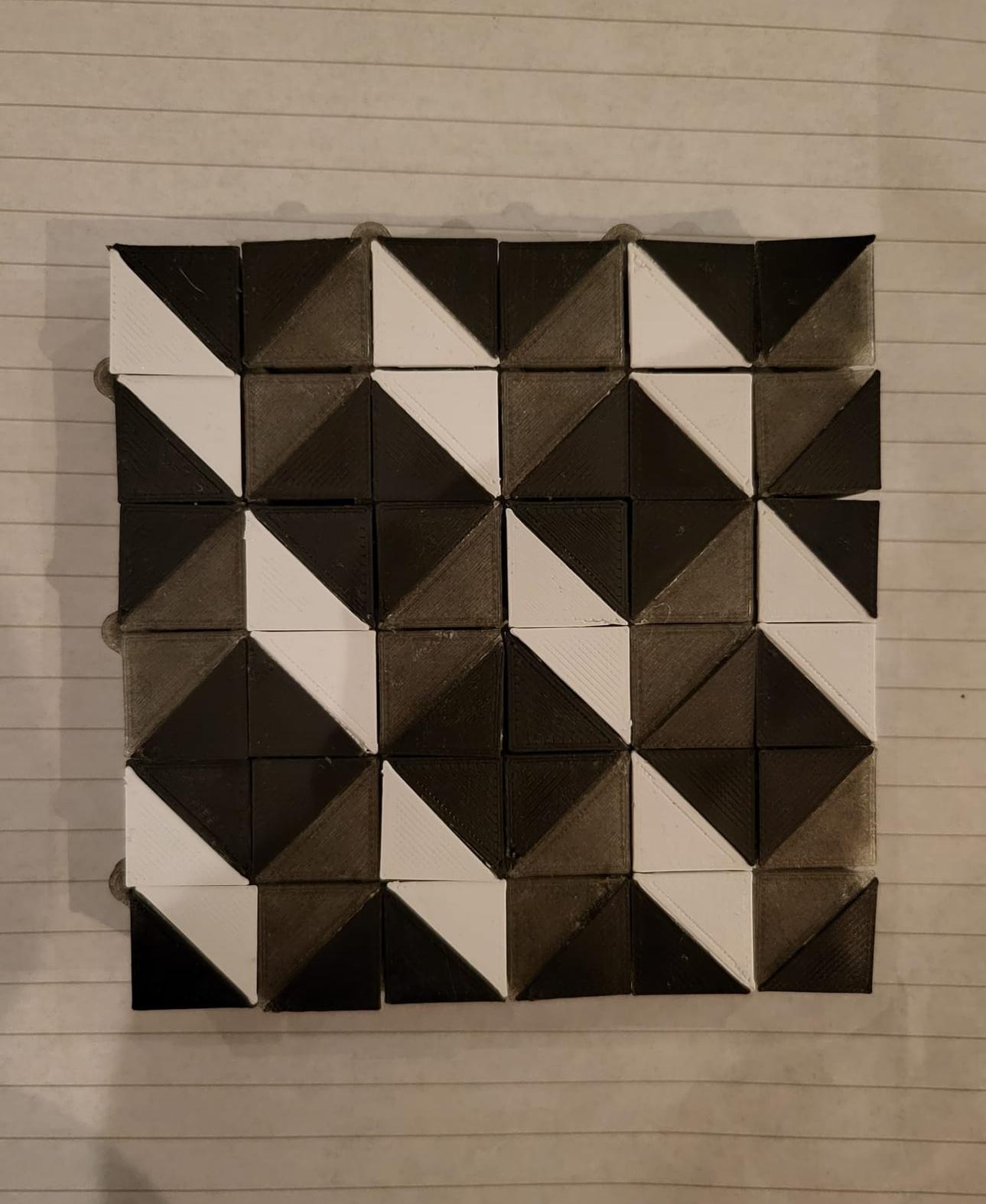Auxetic Tile // 18mm Diagonal Split - Inspired by MC Escher :)! - 3d model