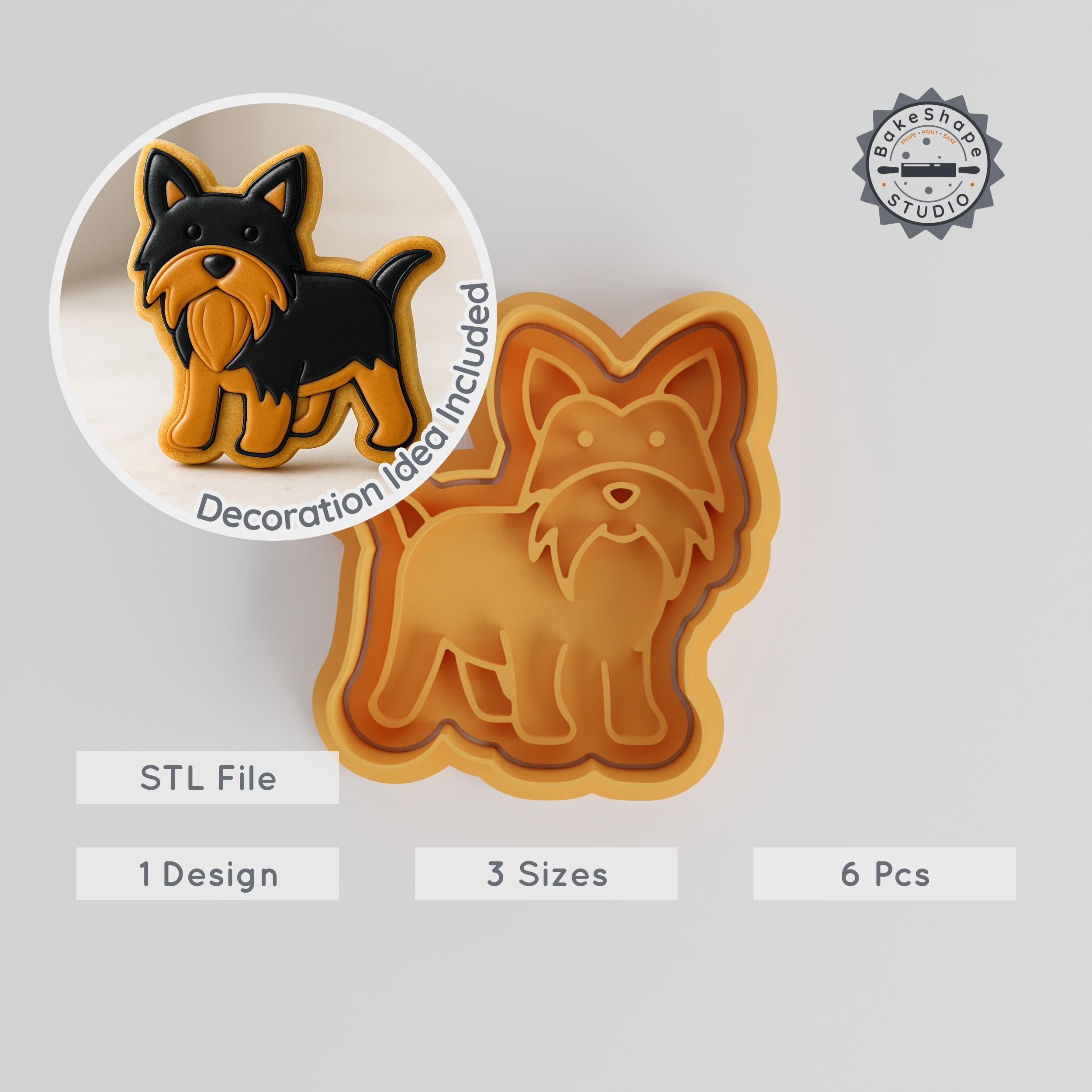 Yorkshire Terrier Cookie Cutter & Stamp Set, Perfect for Cookies & Fondant, Includes S/M/L Sizes, 6 Pieces, Cute Dog Breed Design PRODUCT_305 3d model