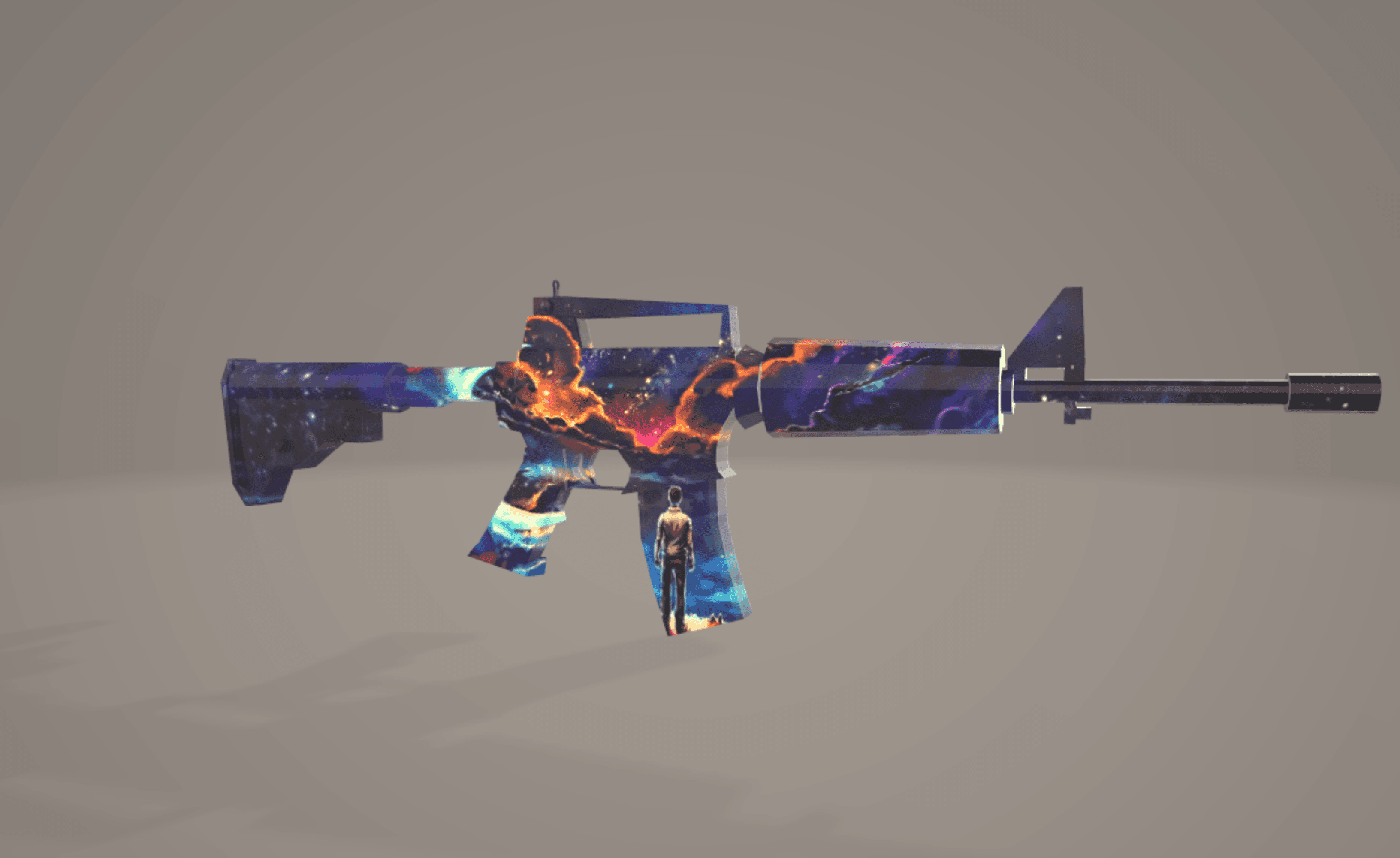 M416 with Galaxy skin.glb 3d model