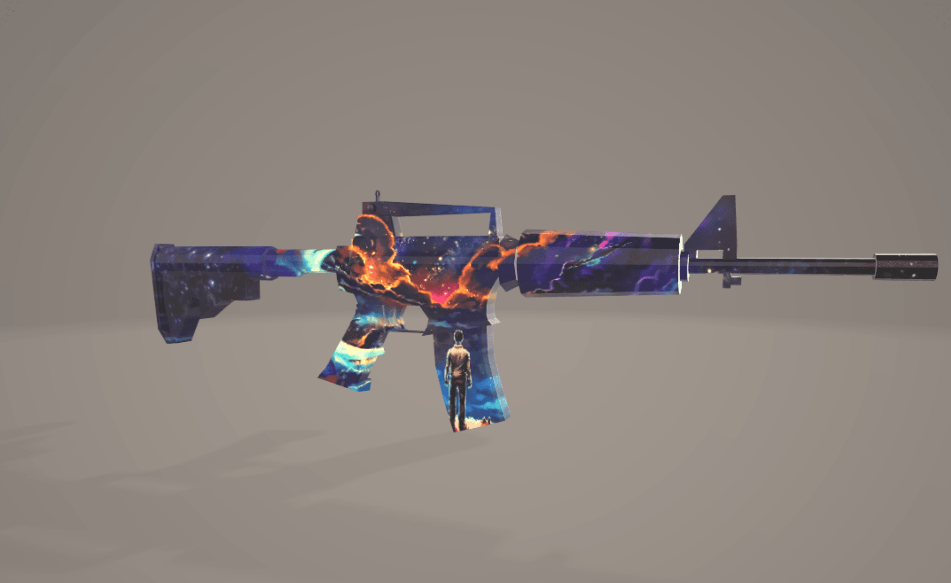 M416 with Galaxy skin.glb 3d model