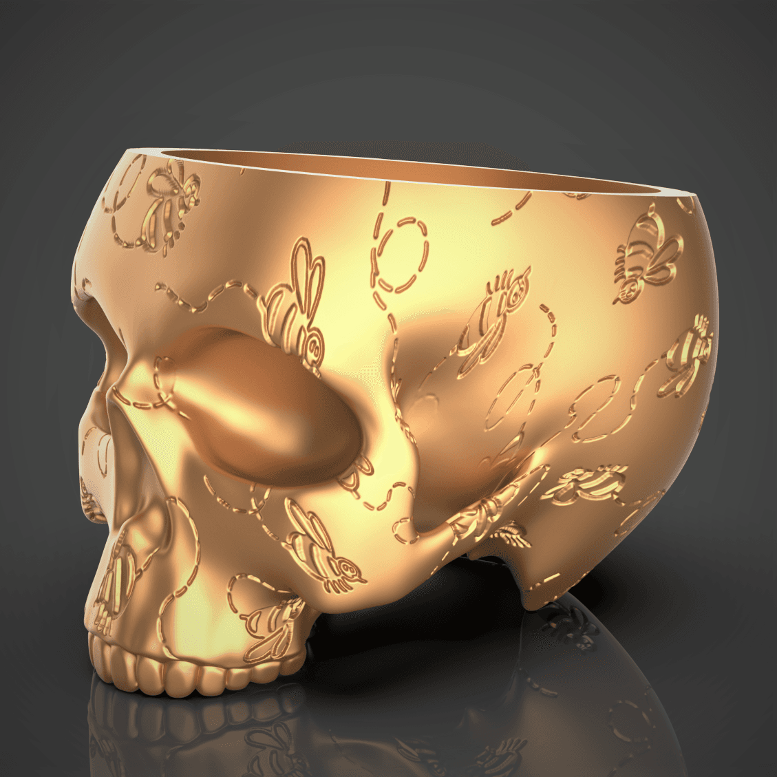 BumbleBee Skull Planter-Bowl 3d model
