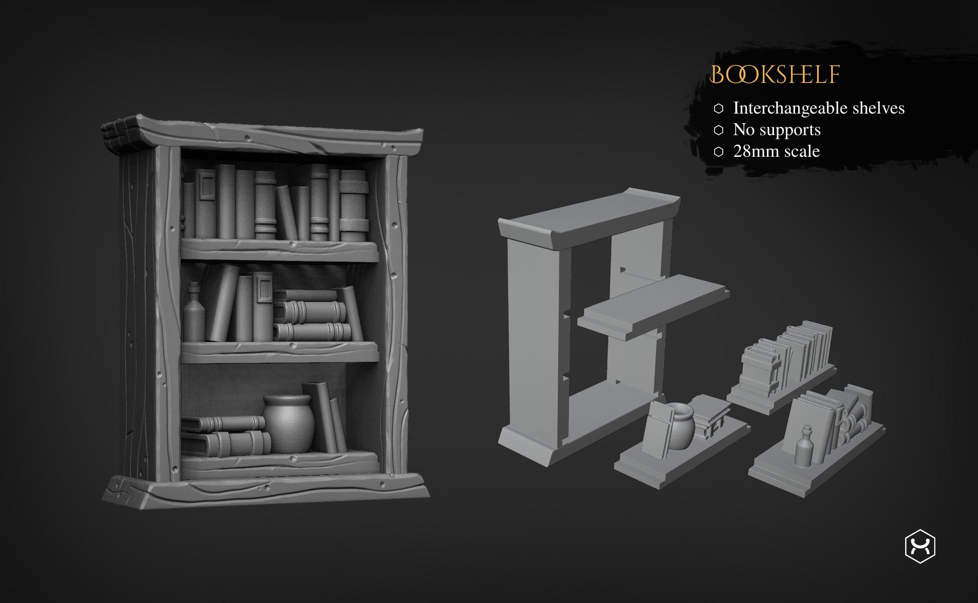 Bookshelf and Cupboard 3d model